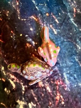 Hand-Painted Ceramic Fish Aquarium Ornament - Pink and Brown